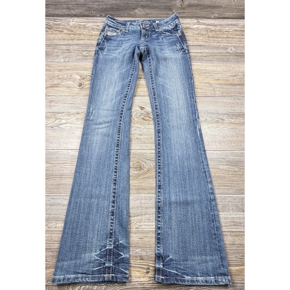 Miss Me Bootcut Jeans Womens 26 FITS 28X34 Denim Embellished Pants Sequins Wings